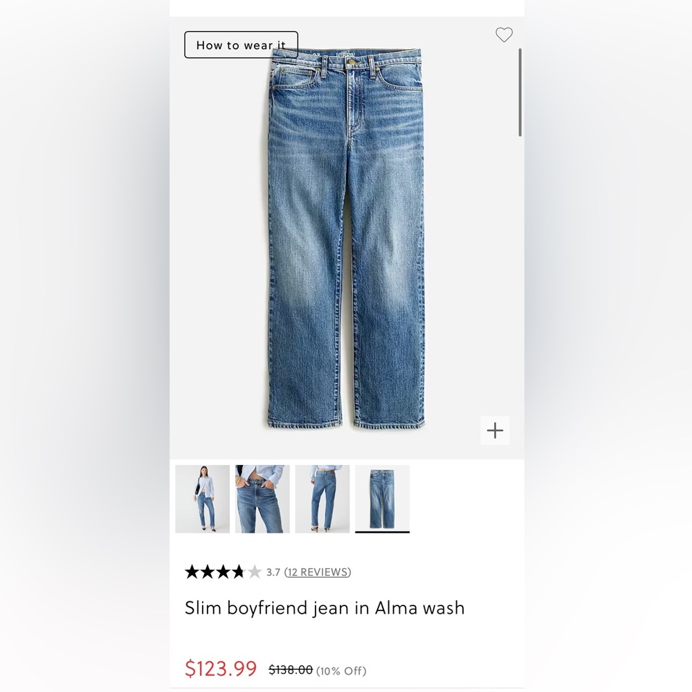 JCrew- Slim boyfriend jean in Alma wash